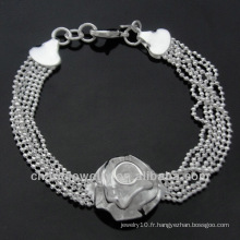 Vente en gros 925 bijoux en argent Lovely Charm Flower Bracelets BSS-019